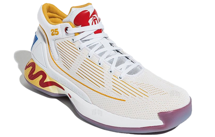 Мужские кроссовки adidas D Rose 10 (бело-желто-розовые) — 白色/日光黄/亮粉红荧光 — фото 3