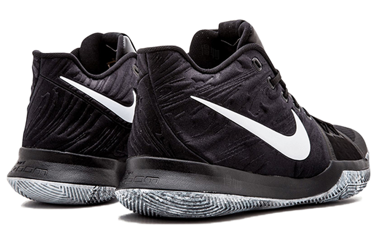 Мужские кроссовки Nike Kyrie 3 BHM 2017 (черно-белые) — Чёрный / белый / белый — фото 4