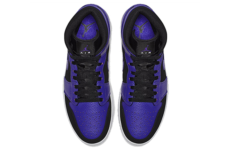 Мужские кроссовки Jordan Air Jordan 1 Mid (черно-фиолетовые) — Синий / чёрный / белый — фото 4
