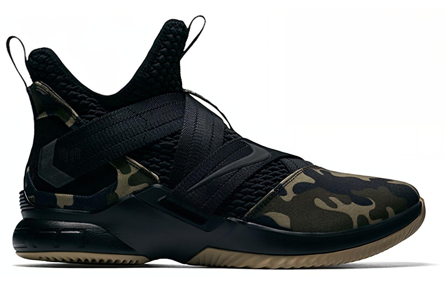 Мужские кроссовки Nike zoom soldier 12 LeBron Camo (камуфляжные) — 迷彩/黑 — фото 2