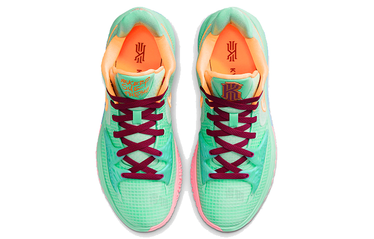 Кроссовки Nike Kyrie Low 4 EP "Keep Sue Fresh" (зелено-оранжево-розовые) — Зелёный / оранжевый / розовый — фото 4