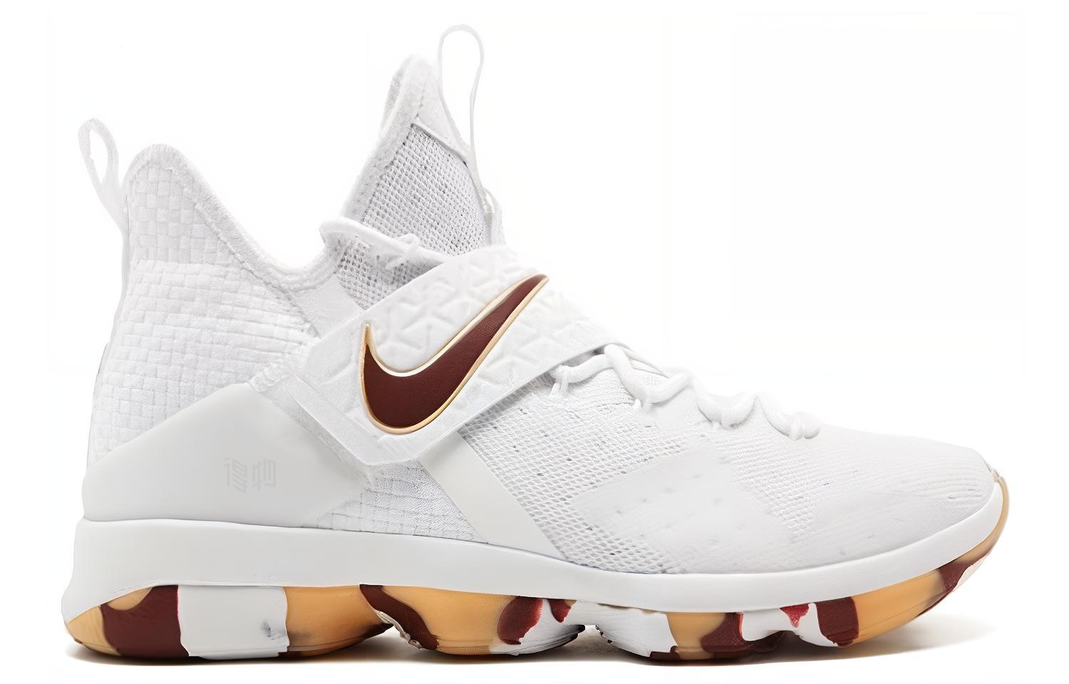 Мужские кроссовки Nike Lebron 14 Wine (белые) — 白/团队红/浅棕色 — фото 2