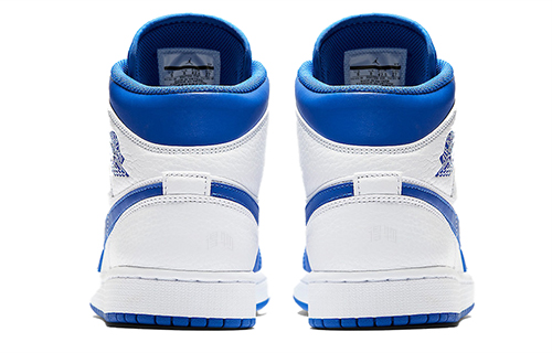 Мужские кроссовки Jordan Air Jordan 1 Mid Hyper Royal (бело-синие) — фото 5