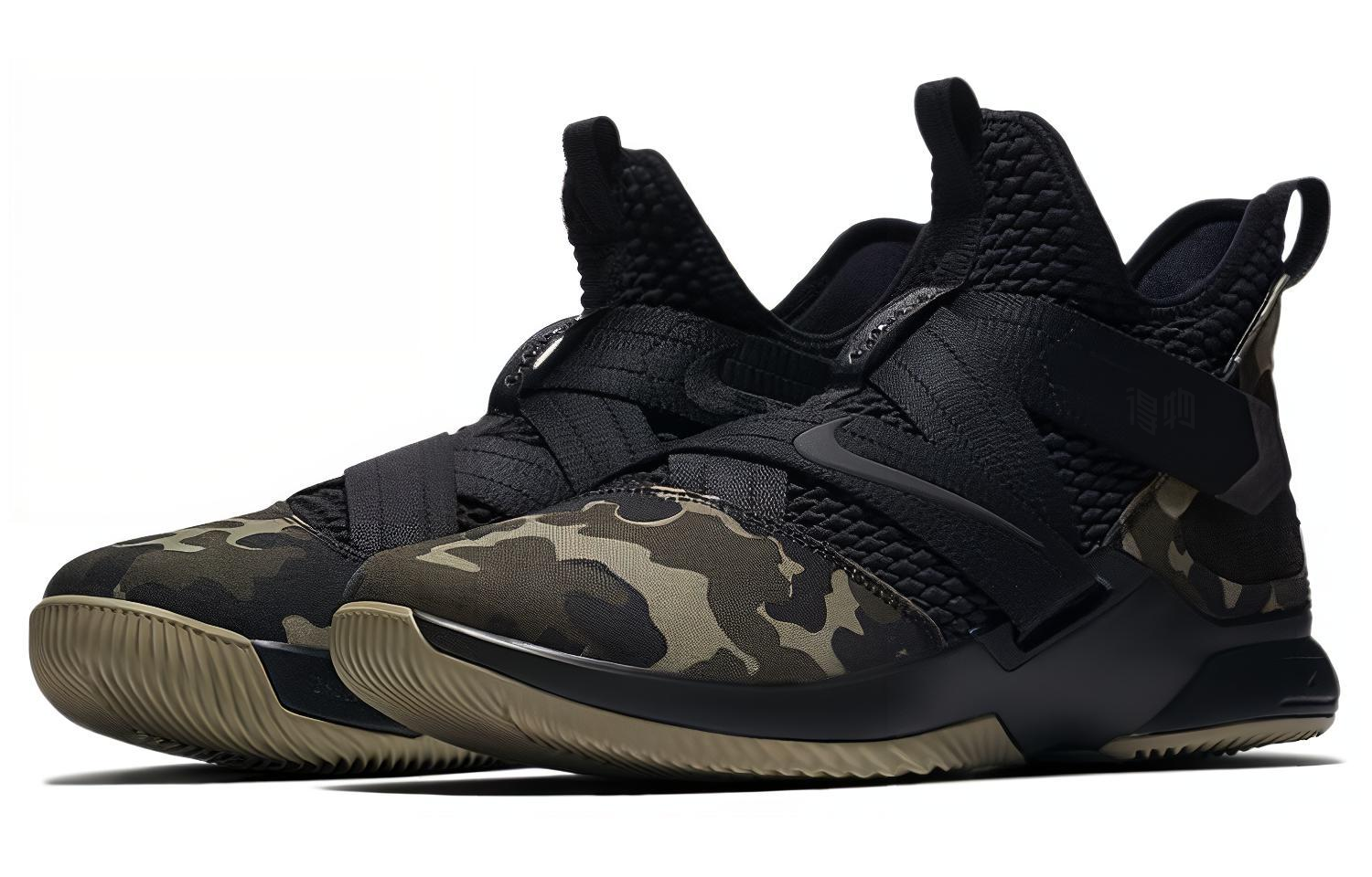 Мужские кроссовки Nike zoom soldier 12 LeBron Camo (камуфляжные) — 迷彩/黑 — фото 3