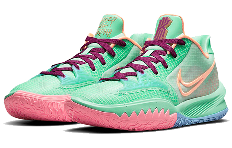 Кроссовки Nike Kyrie Low 4 EP "Keep Sue Fresh" (зелено-оранжево-розовые) — Зелёный / оранжевый / розовый — фото 3