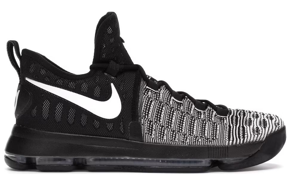 Мужские кроссовки Nike KD 9 OG (черно-белые) — Чёрный / белый — фото 2