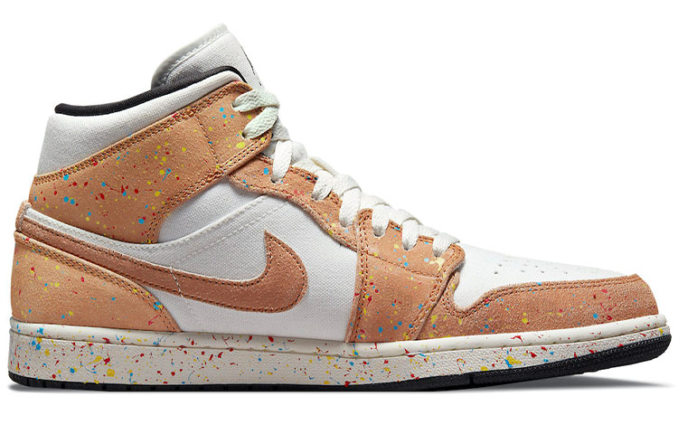 Кроссовки Jordan Air Jordan 1 mid se "splatter" (белый / черный / коричневый) — Белый / чёрный / коричневый — фото 2