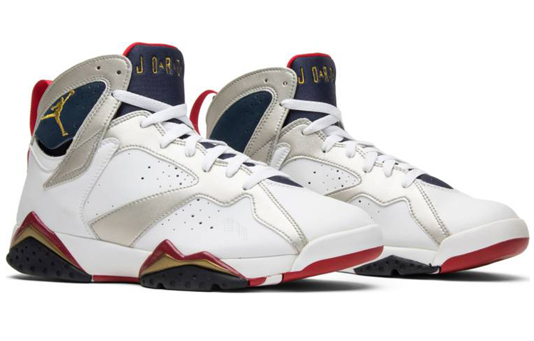 Мужские кроссовки Jordan Air Jordan 7 Retro Olympic 2012 (бело-коричневые) — 白/金属黄金/黑曜石/大红 — фото 3