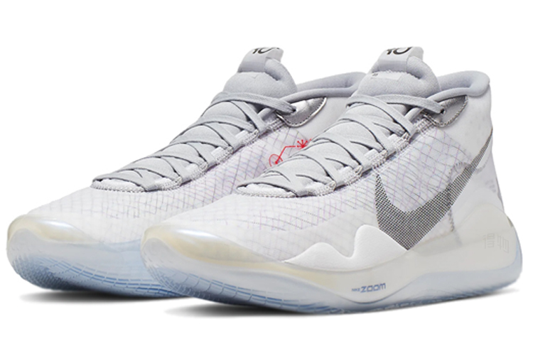 Кроссовки Nike KD 12 Zoom White Wolf Grey (серо-белый) — Серыйбелый — фото 3
