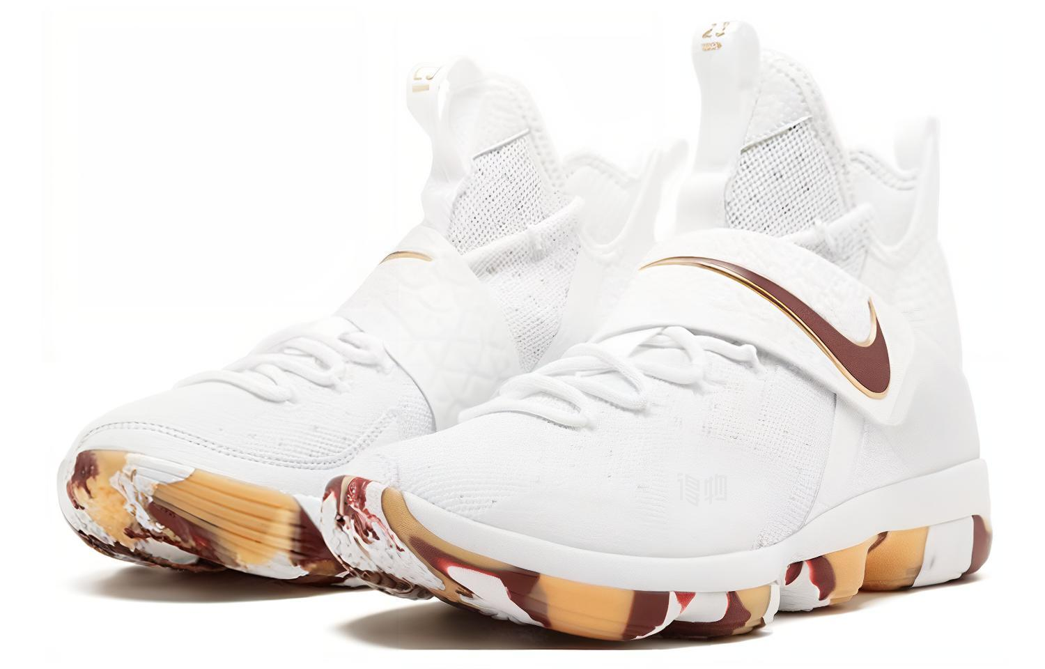 Мужские кроссовки Nike Lebron 14 Wine (белые) — 白/团队红/浅棕色 — фото 3