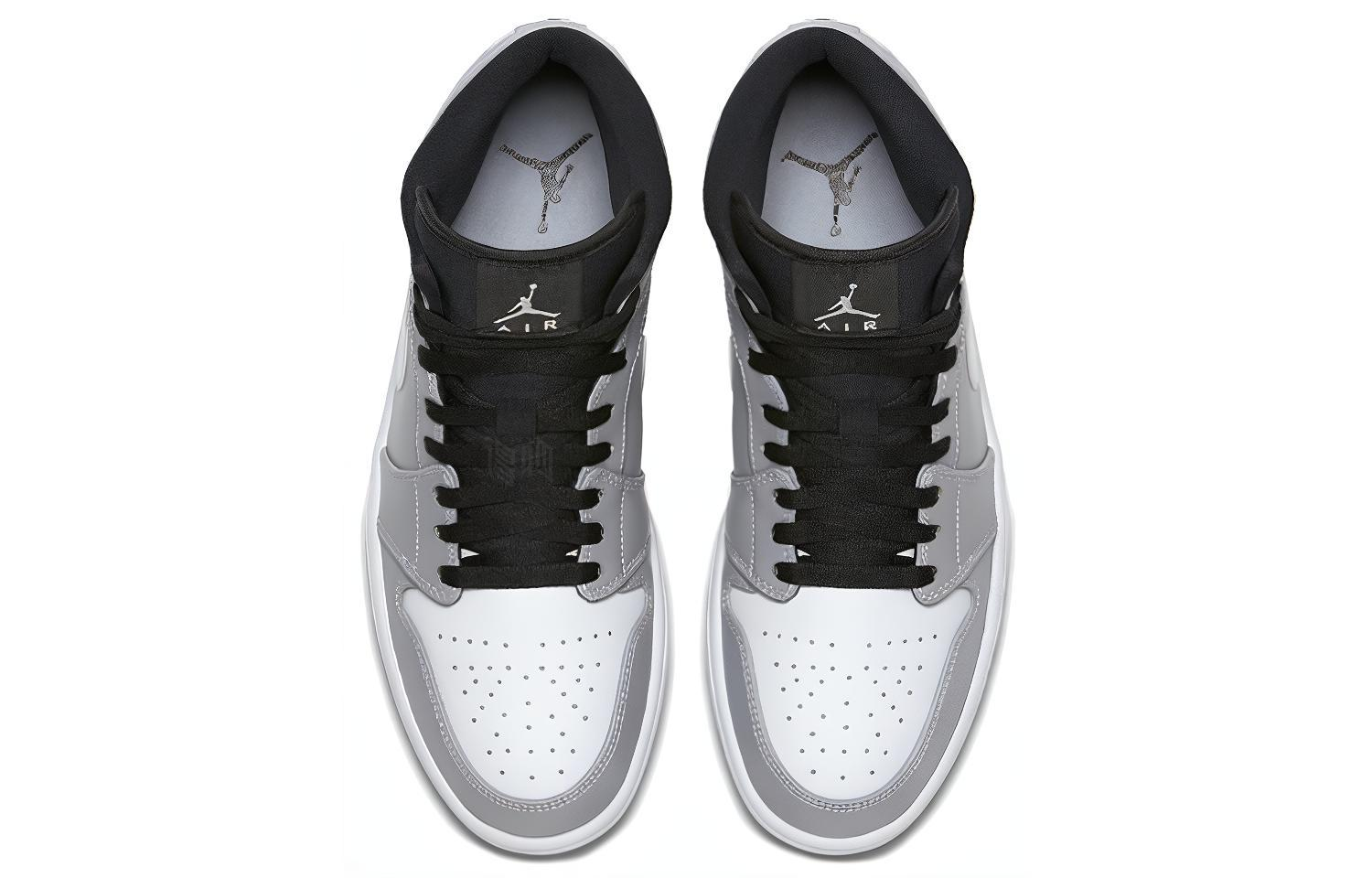 Мужские кроссовки Jordan Air Jordan 1 Mid I Wolf (серые) — Серый / белый — фото 3