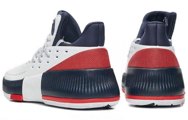 Мужские кроссовки adidas D lillard 3 (сине-белые) — Белый / синий / красный — фото 4