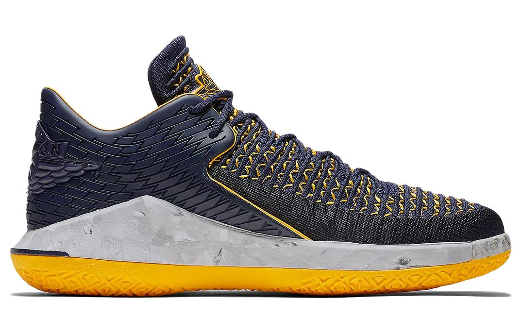 Мужские кроссовки Jordan Air Jordan 32 Low “Michigan” (темно-синий / желтый) — 大学蓝/金属银/白/黄 — фото 2