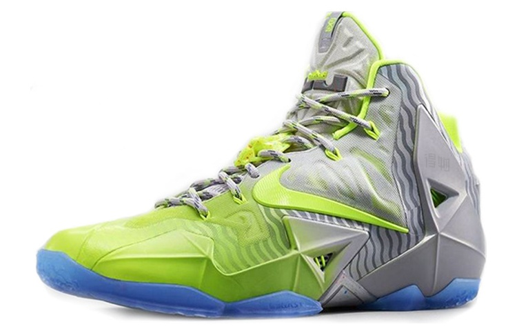 Мужские кроссовки Nike Lebron 11 (серо-желтые) — фото 3