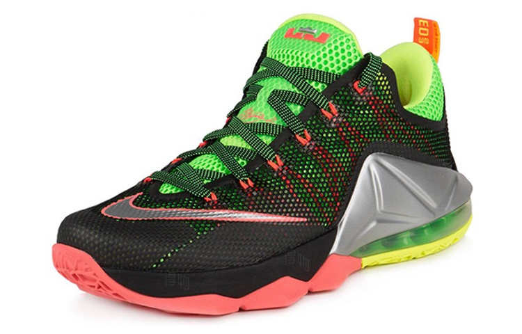 Мужские кроссовки Nike Lebron 12 Low Remix 12 (черный / серебристый / зеленый) — Чёрный / серебристый / зелёный — фото 2