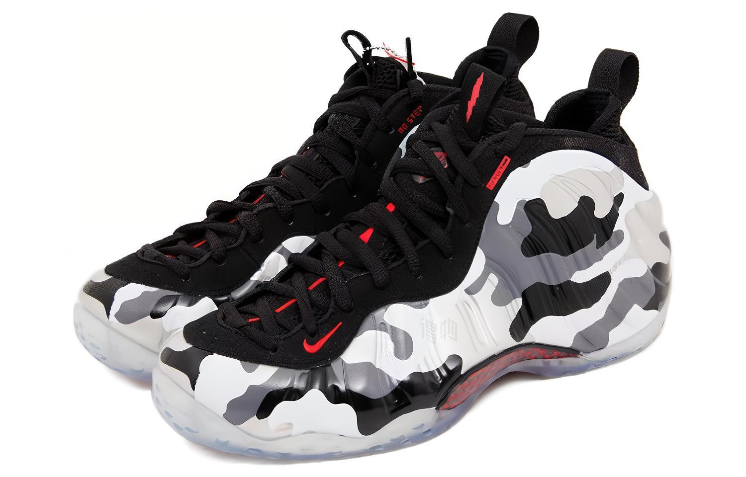 Мужские кроссовки Nike Foamposite One Fighter Jet OG (камуфляж) — Чёрный / красный / тёмно-серый / белый — фото 2