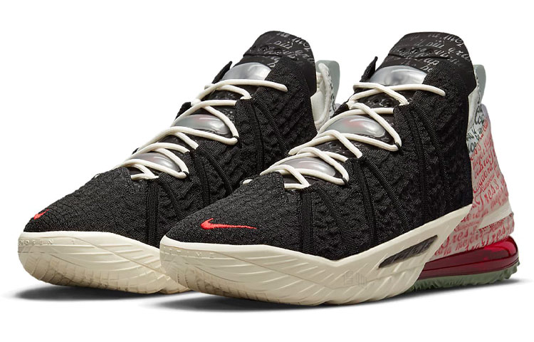 Мужские кроссовки Nike Lebron 18 EP Goat (черно-бело-красные) — фото 3