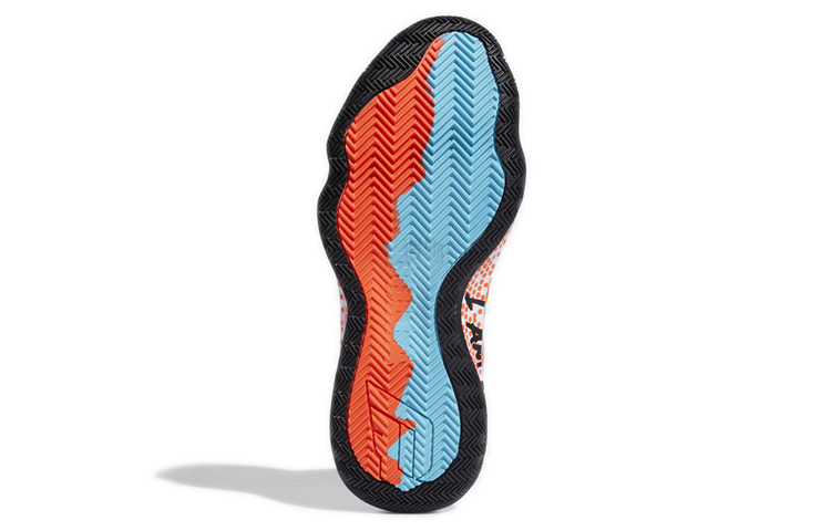 Мужские баскетбольные кроссовки adidas D lillard 6 (белый / синий / оранжевый) — фото 6