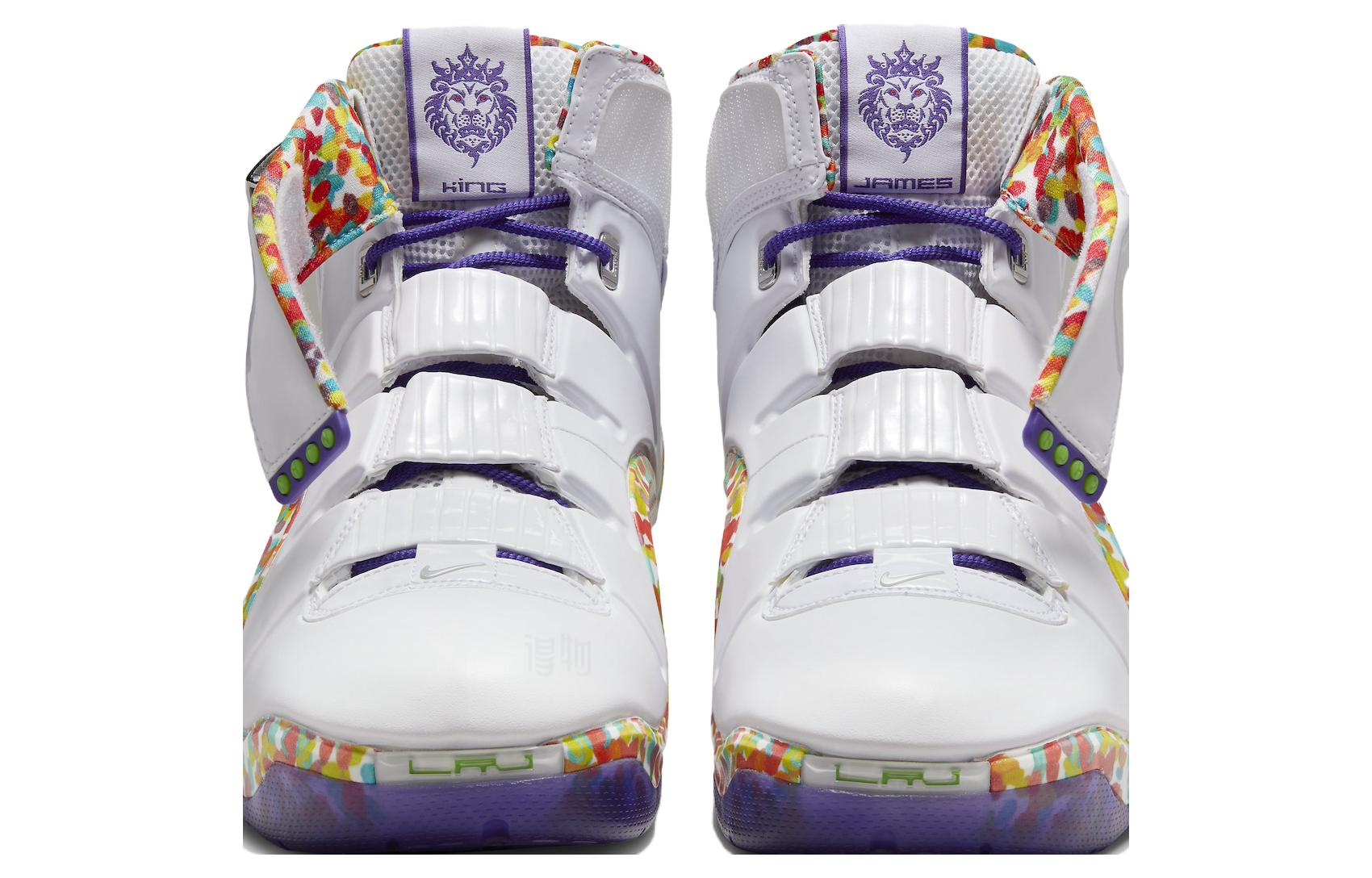 Мужские кроссовки Nike Lebron 4 "Fruity Pebbles" (бело-красно-зеленые) — Белый / красныйзелёный — фото 5