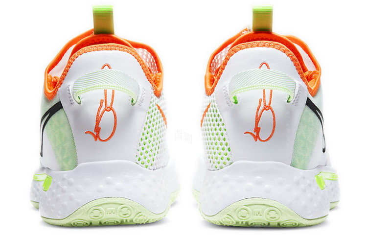Мужские кроссовки Nike PG 4 (бело-зелено-оранжевые) — фото 5