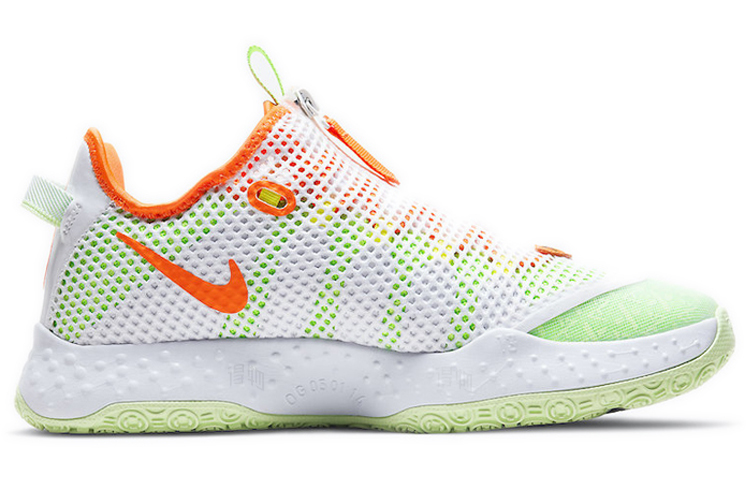 Мужские кроссовки Nike PG 4 (бело-зелено-оранжевые) — фото 2