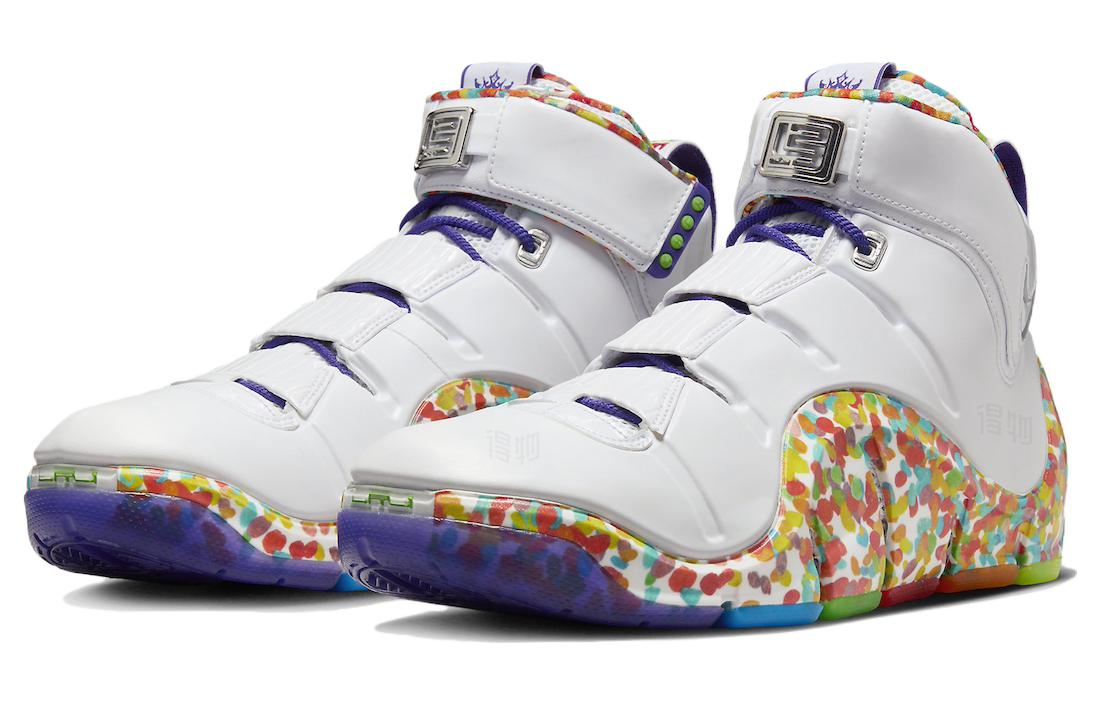 Мужские кроссовки Nike Lebron 4 "Fruity Pebbles" (бело-красно-зеленые) — Белый / красныйзелёный — фото 3