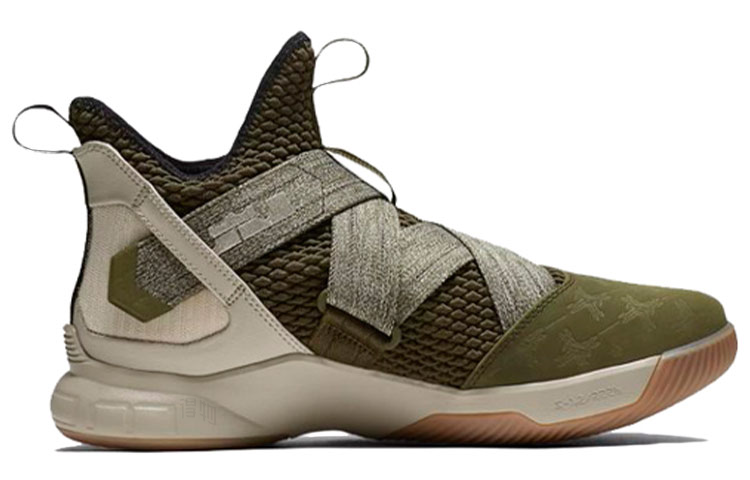 Мужские кроссовки Nike zoom soldier 12 LeBron EP (хаки с белым) — Хаки / белый — фото 2
