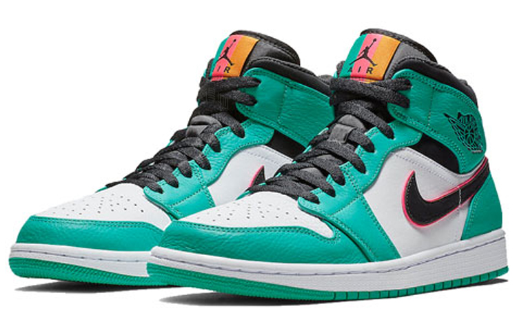 Кеды Jordan Air Jordan 1 Mid (зеленые) — Белый / синий / чёрный / красный — фото 3