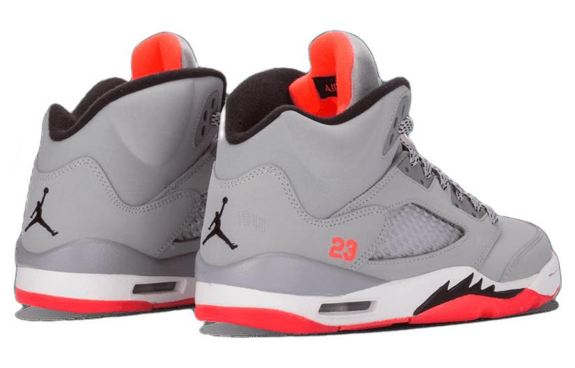 Женские кроссовки Jordan Air Jordan 5 Retro Hot Lava (серо-бело-красные) — фото 4