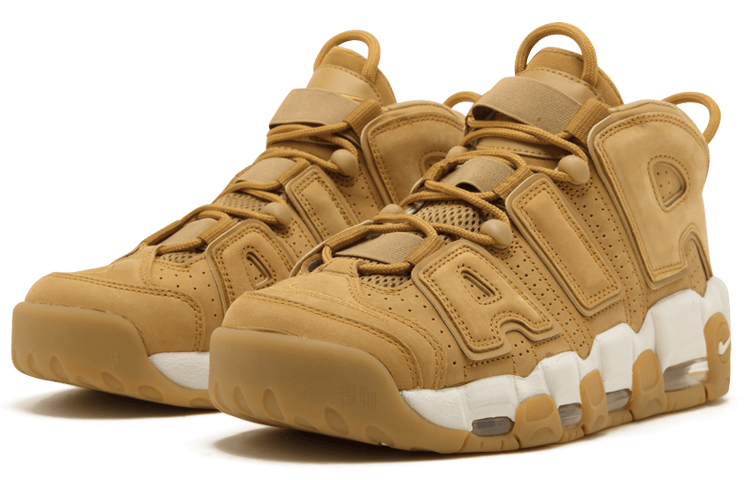 Кроссовки Nike Air More Uptempo flax (желто-белые) — Жёлтый / белый — фото 2