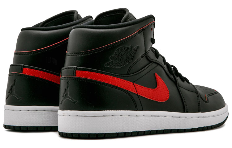 Мужские кроссовки Jordan Air Jordan 1 Retro Mid Team (черно-красные) — 黑/团队红/团队红/白 — фото 3