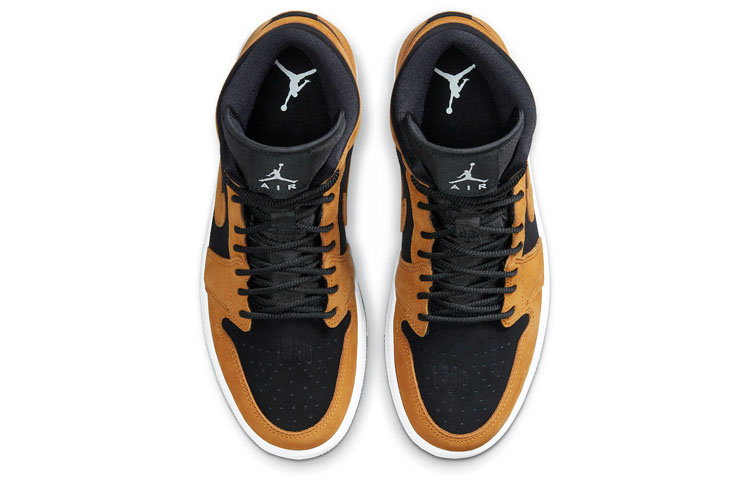 Женские кроссовки Jordan Air Jordan 1 Mid SE "Desert Ochre" (черно-коричневые) — Чёрный / коричневый — фото 4