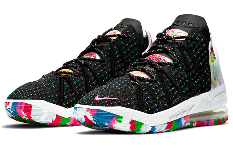 Кроссовки Nike Lebron 18 EP James Gang (черно-бело-розовые) — Чёрныйбелыйрозовый — фото 3