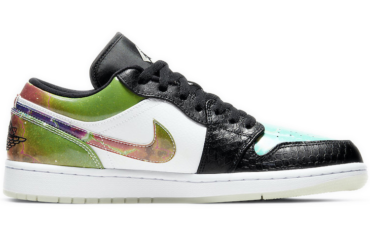 Мужские кроссовки Jordan Air Jordan 1 low multicolor (черно-зеленые) — фото 2