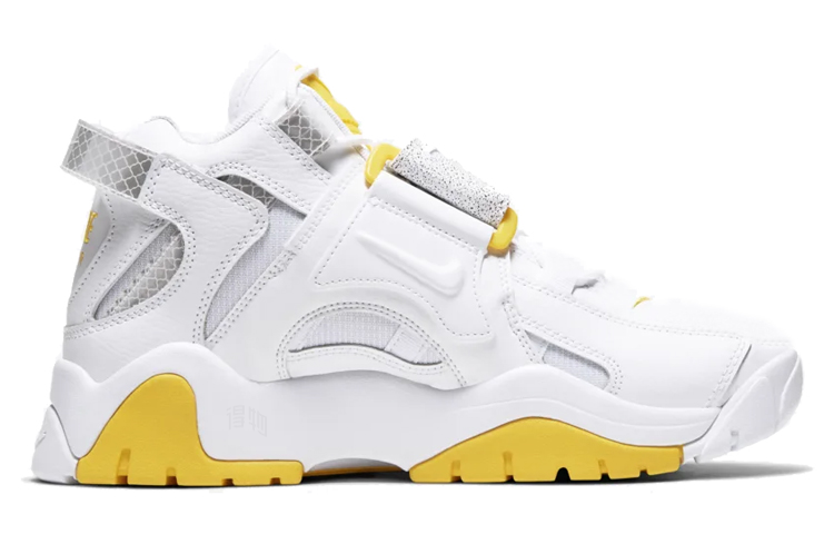 Женские кроссовки Nike Air Barrage Mid (бело-желтые) — фото 2