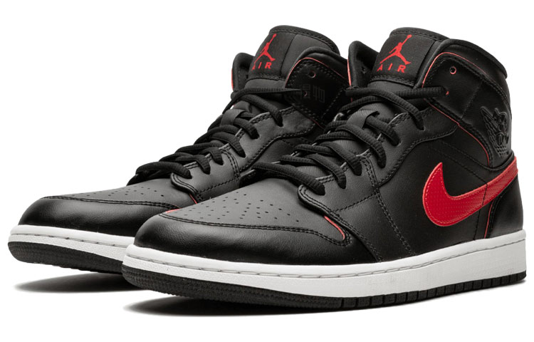 Мужские кроссовки Jordan Air Jordan 1 Retro Mid Team (черно-красные) — 黑/团队红/团队红/白 — фото 2