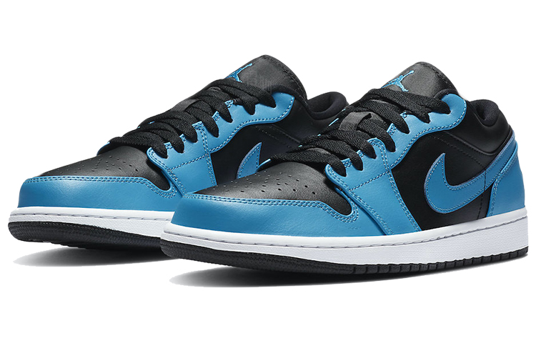 Мужские кроссовки Jordan Air Jordan 1 low "laser blue" (сине-черные) — фото 3