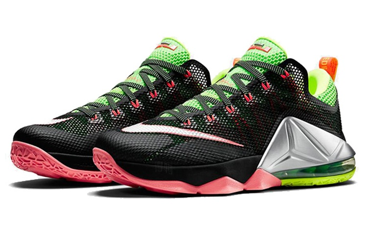 Мужские кроссовки Nike Lebron 12 Low Remix 12 (черный / серебристый / зеленый) — Чёрный / серебристый / зелёный — фото 3