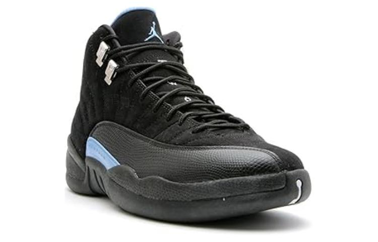 Мужские кроссовки Jordan Air Jordan 12 Retro Nubuck (2009) (черно-синие) — 黑/白/大学蓝 — фото 3