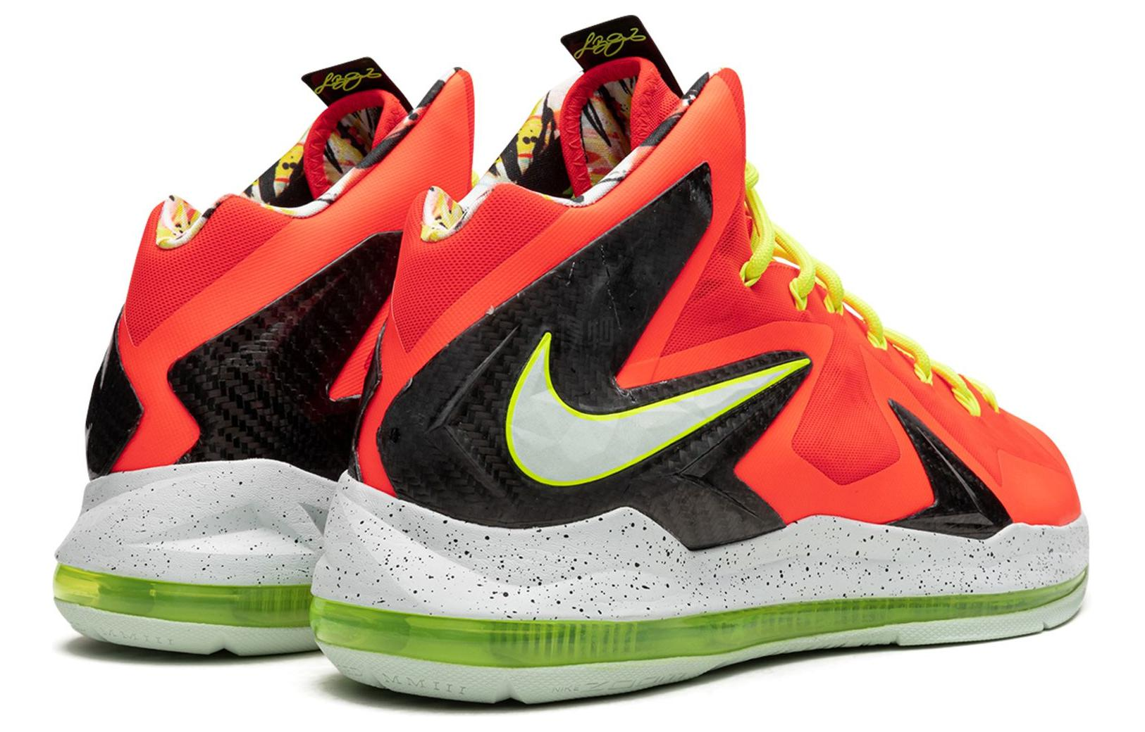 Мужские кроссовки Nike Lebron 10 Elite Bright Crimson (черно-оранжевые) — 腥红/玻璃纤维/黑 — фото 5