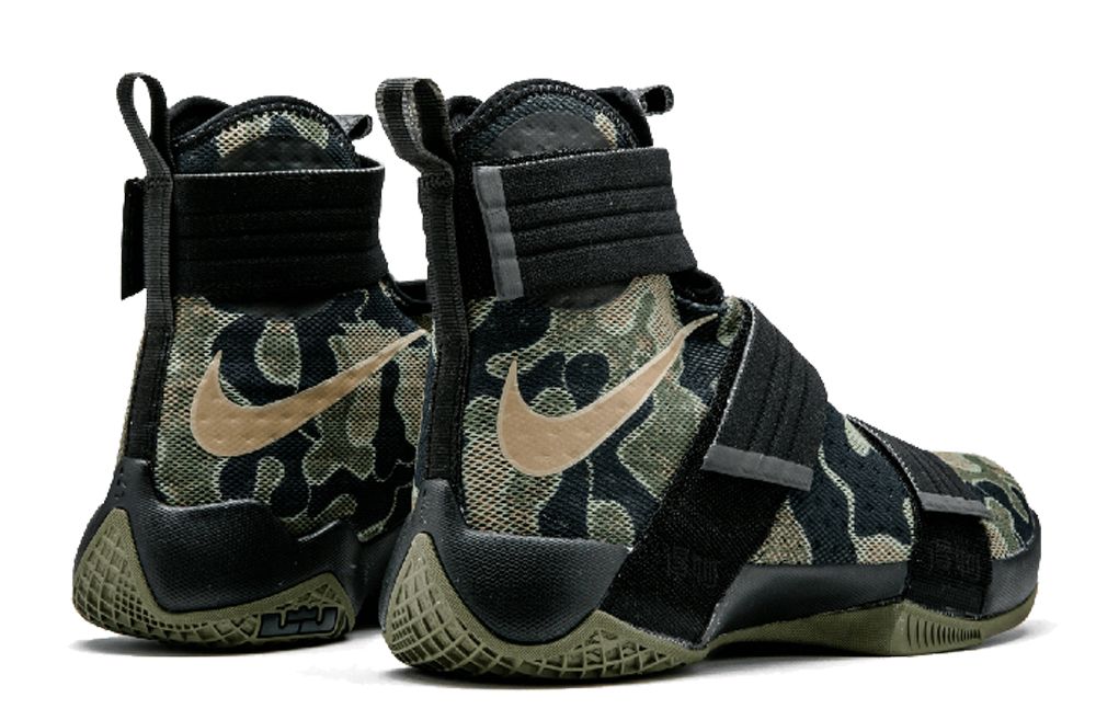 Мужские кроссовки Nike LeBron Zoom Soldier 10 SFG "Camo" (зеленые с черным) — Зелёный / чёрный — фото 4