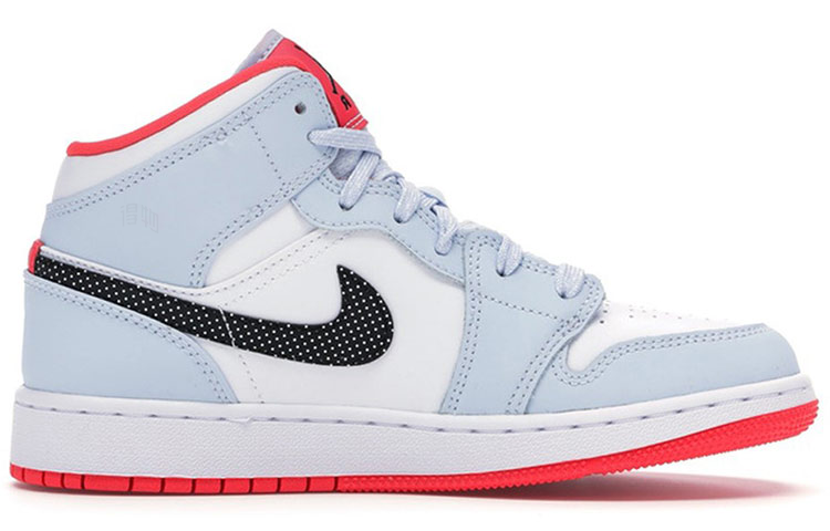 Женские кроссовки Jordan Air Jordan 1 Mid (светло-синие) — Светло-синийчёрныйбелыйкрасный — фото 2