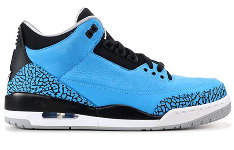 Мужские кроссовки Jordan Air Jordan 3 Retro (черно-синий) — 深粉蓝/黑/狼灰/白 — фото 2