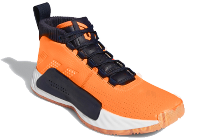 Мужские кроссовки adidas D lillard 5 (оранжево-черно-белые) — фото 3