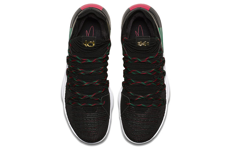 Мужские кроссовки Nike KD 10 (черный / зеленый / красный) — Чёрный / зелёный / красный — фото 3