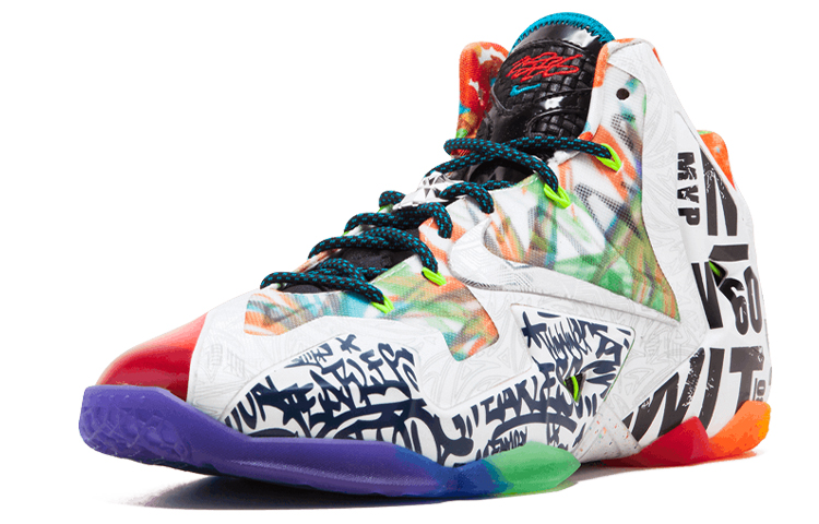 Мужские кроссовки Nike Lebron 11 Premium "What The LeBron" (мультиколор) — 熔岩黑/冰银/银河蓝 — фото 3