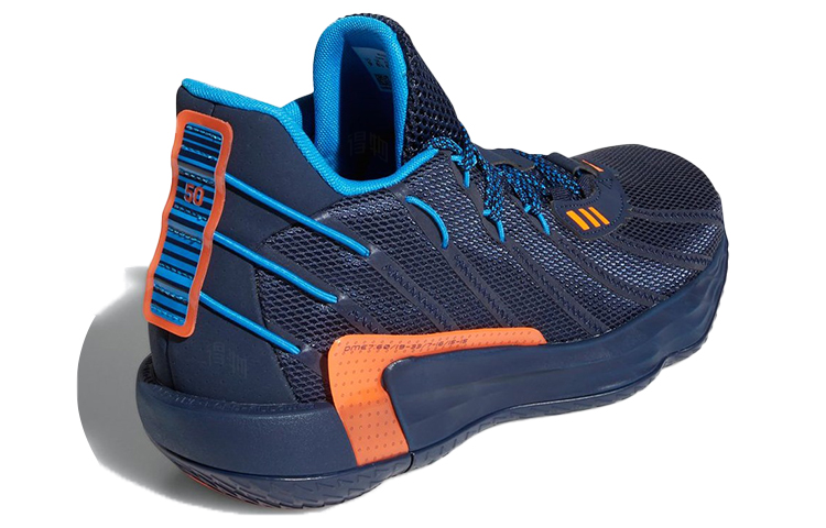 Мужские кроссовки adidas D lillard 7 (сине-оранжевые) — фото 4