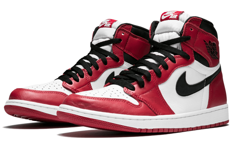 Мужские кроссовки Jordan Air Jordan 1 Retro Chicago 2015 (бело-красно-черные) — Белый / красный / чёрный — фото 2