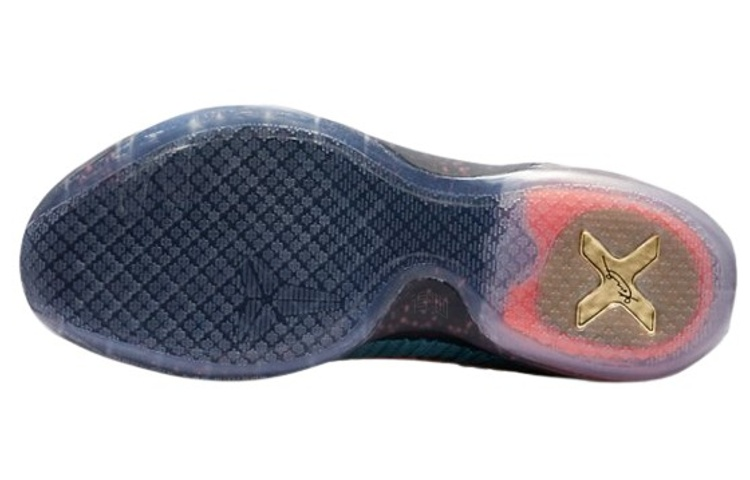 Мужские кроссовки Nike Kobe 10 Elite Low Drill Sergeant (черно-бирюзовые) — 青色/青/黑/橘 — фото 5