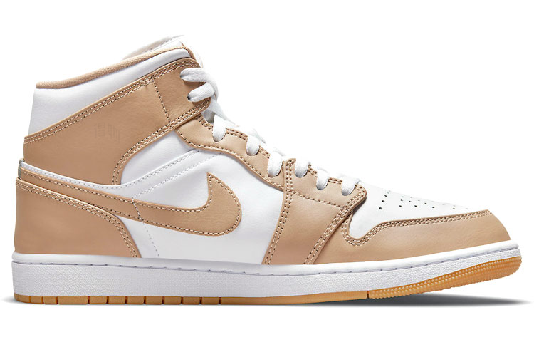 Мужские кроссовки Jordan Air Jordan 1 Mid "Tan Gum" (песочно-коричневый) — 麻黄/橡皮黄/白色 — фото 2